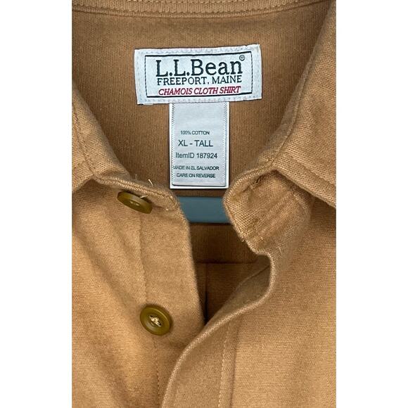 L.L. Bean men’s chamois cloth button down shirt camel color 100% Cotton XL-Tall - Picture 3 of 4